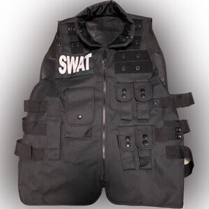 Men's Halloween Costume SWAT  Commander Utility Vest One Size XL Black